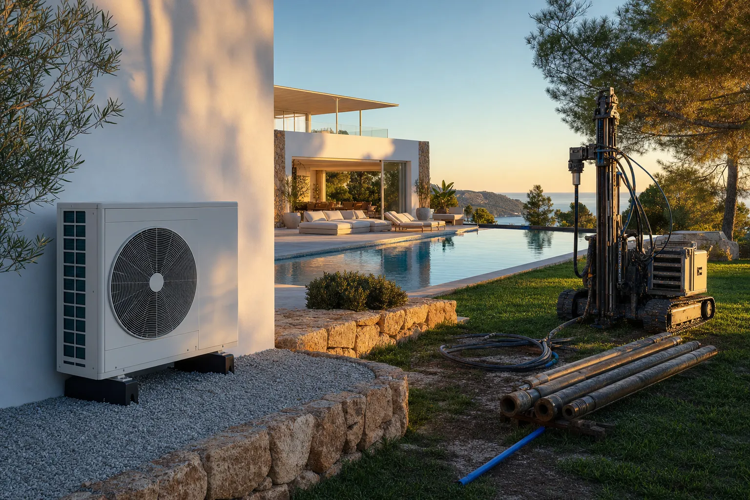 Aerotermia o geotermia en Ibiza: cuál elegir para tu villa