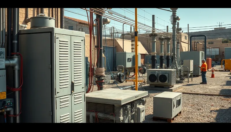 Electrician working at a power facility during the solar boom in Ibiza